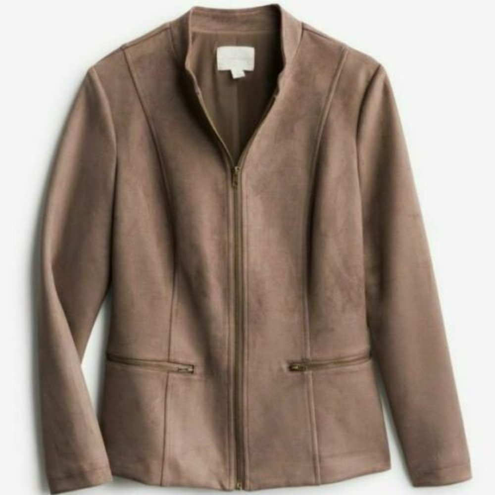 NWT Magnolia Grace Nerissa Faux Suede Taupe Jacket